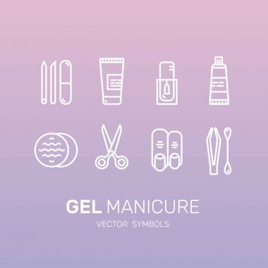 Jel manikür pedikür salonu veya Dükkanı Web sitesi sayfası, izole nesneleri, tırnak ve parmak malzemeleri ve araçları için ayarla