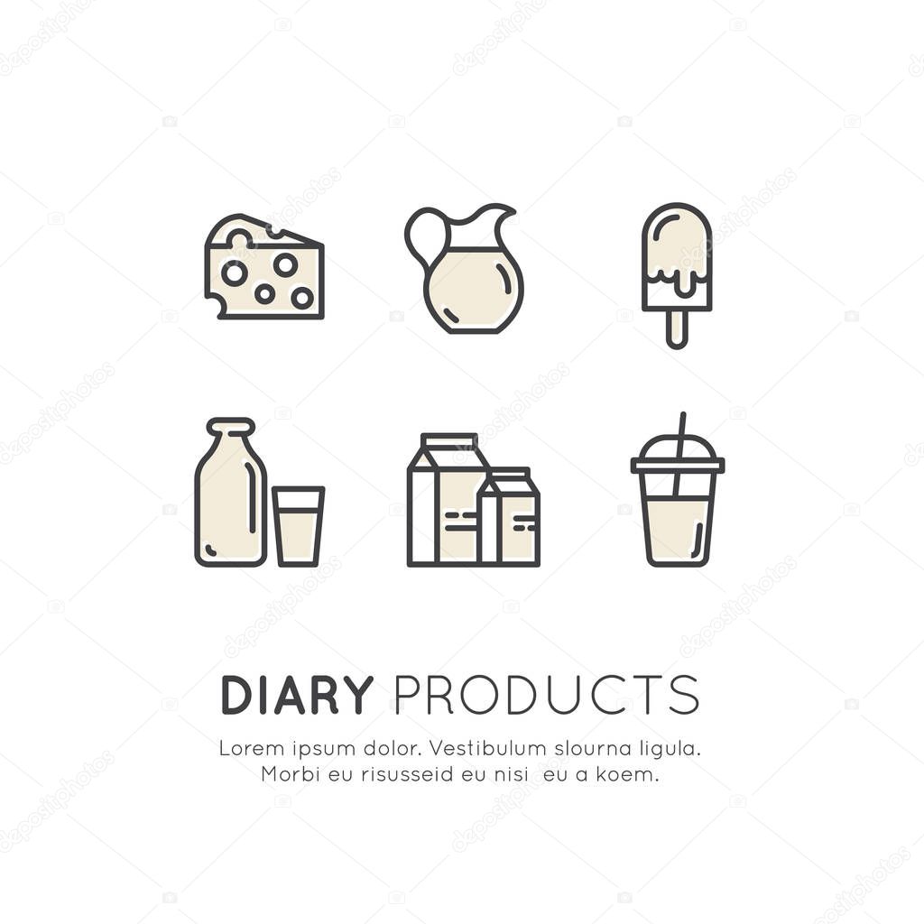 Milk Based Products. Vegetarian and Organic symbols