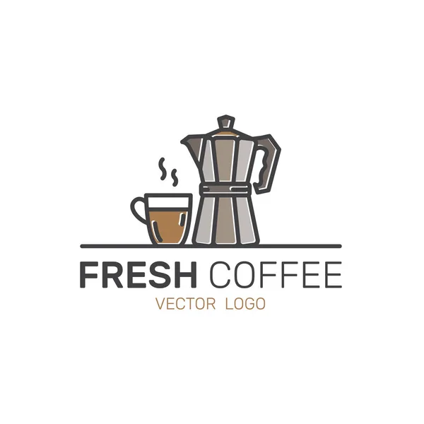 Kafé, anpassade varm dryck produktion, fabrik, butik, morgon frukost dryck — Stock vektor