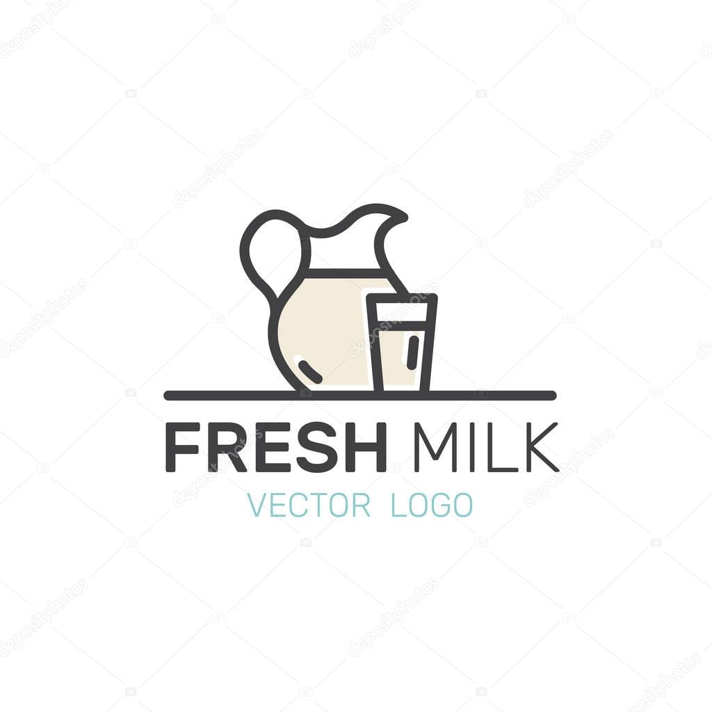 Isolated Vector Style Watercolor Illustration Icon Set Badge. Lactose, Diary, Milk Products. Farm and Organic symbols. Bio Market, Store from Countryside, Isolated Modern Logo