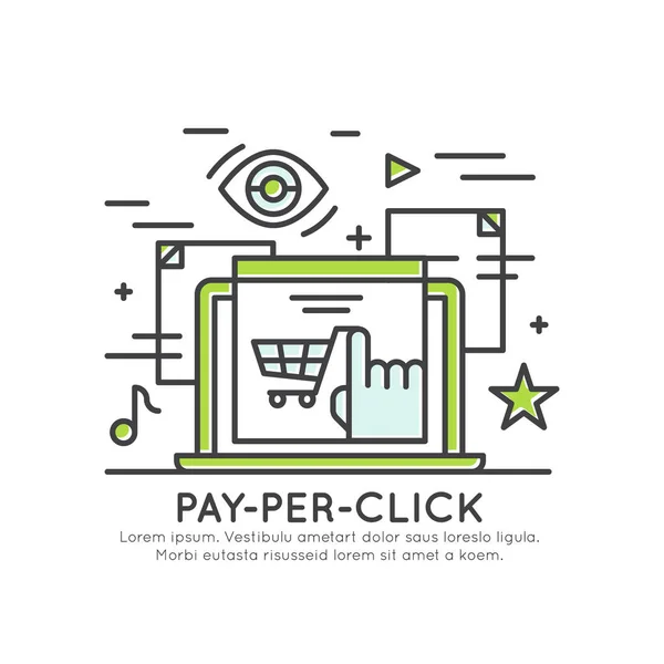 Pay-Per-Click conceito Marketing — Vetor de Stock
