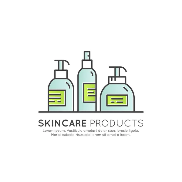 Garrafas de produtos Skincare —  Vetores de Stock