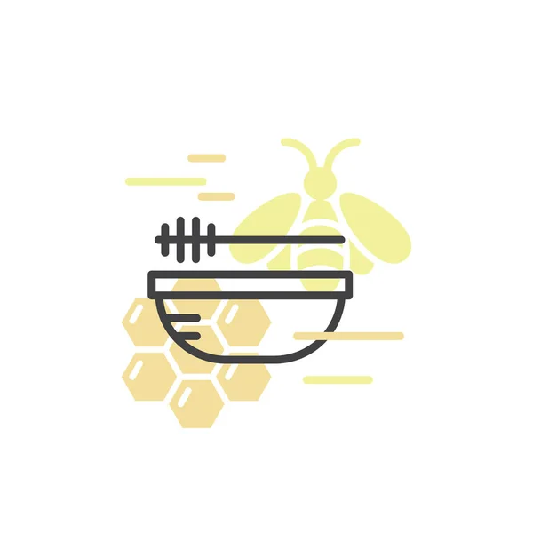 Granja de abejas, producto de miel, tienda o mercado — Vector de stock