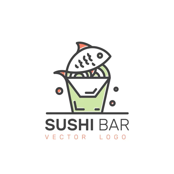 Asian Street Fast Food Bar ou Shop, Sushi, Maki, Onigiri Salmon Roll com pauzinhos —  Vetores de Stock