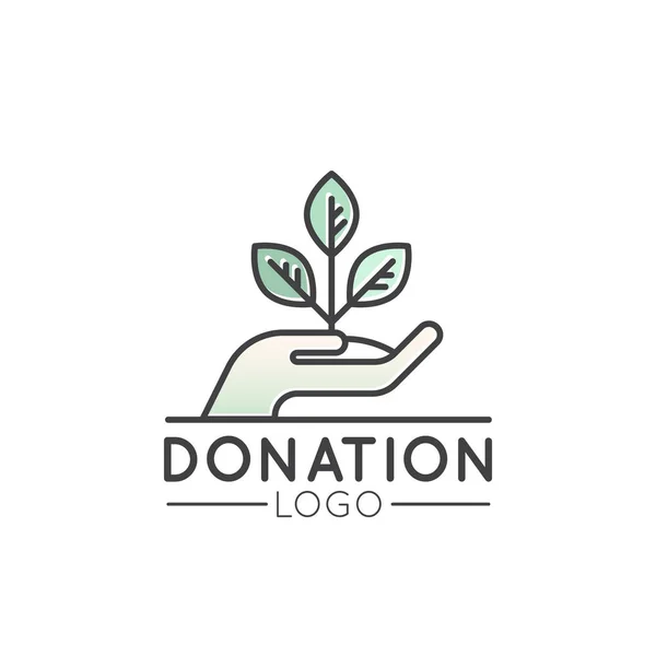 Logo per le organizzazioni senza scopo di lucro e Centro Donazioni. Simboli di raccolta fondi, Crowdfunding e Charity Project Label — Vettoriale Stock
