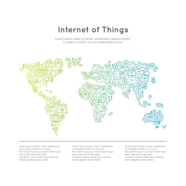 Internet de las Cosas Concepto con Mapa del Mundo — Vector de stock