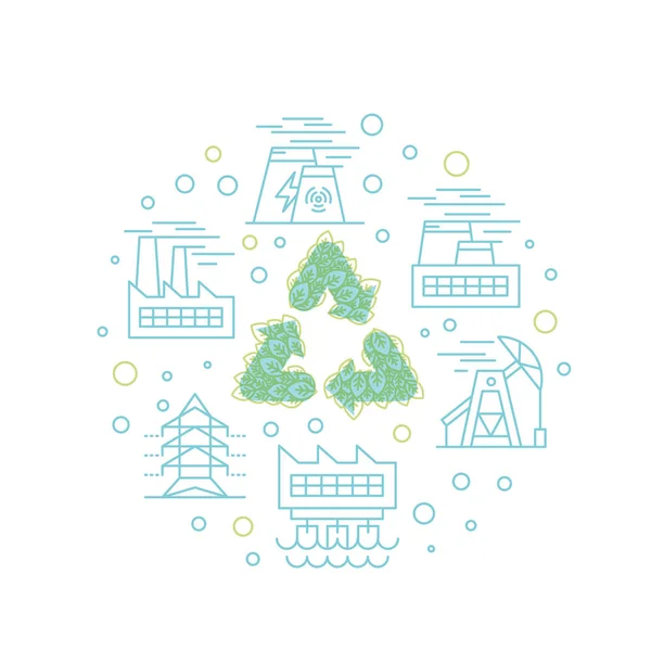Återvinning ekologiska koncept med gröna blad och träd. En sida webb webbplats mall för Banner — Stock vektor