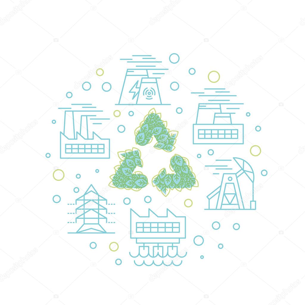 Recycling Ecological Concept with green leafs and tree. One Page Web Site Template Banner