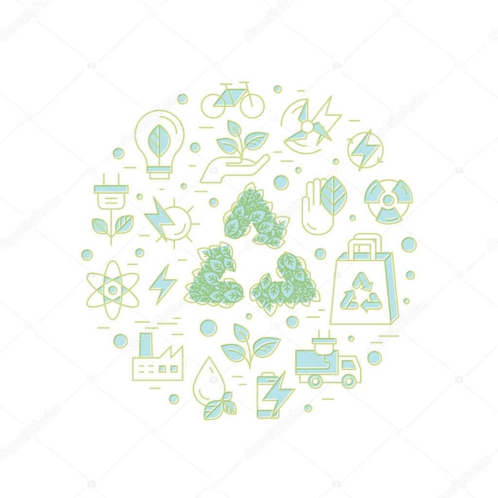 Recycling Ecological Concept with green leafs and tree. One Page Web Site Template Banner