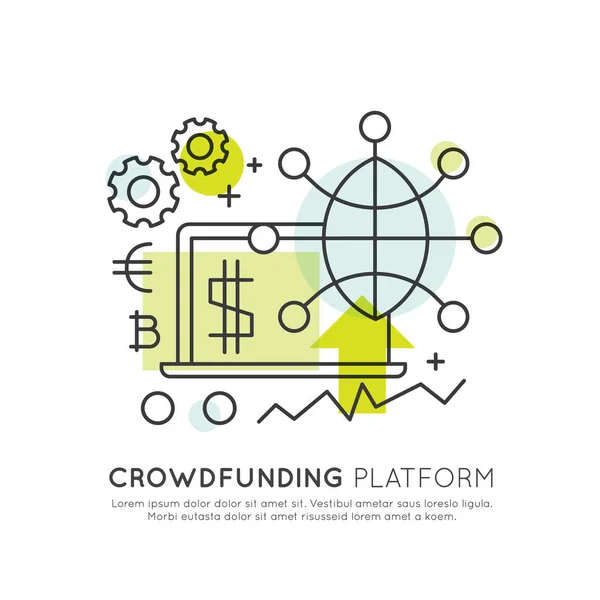 Crowdfunding Platform kavramı, bağış — Stok Vektör
