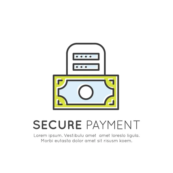Secure Mobile Application Payment utilizzando l'account netbak, accedi all'account personale utilizzando la password — Vettoriale Stock