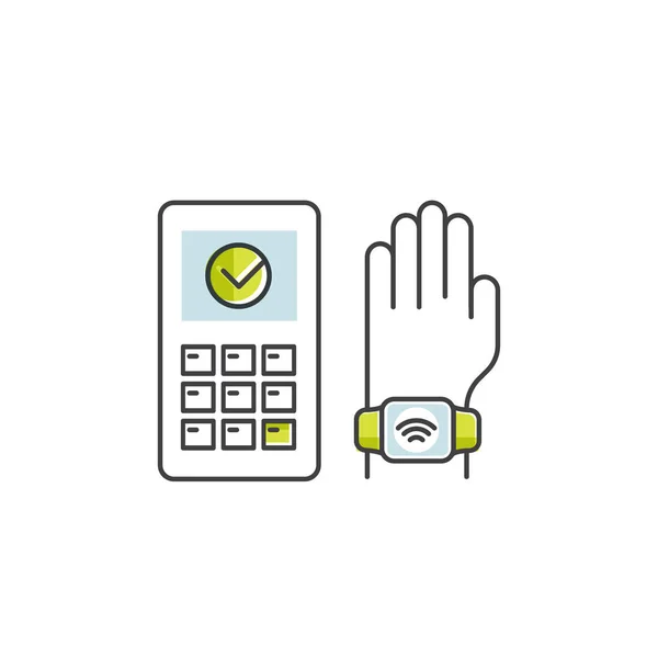 Vektor Icon Stil Illustration Der Nfc Zahlung Durch Uhr Hand — Stockvektor
