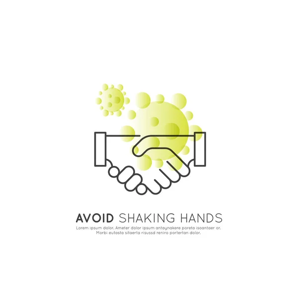 Vector Icon Style Illustration Web Badge Hand Shake Greeting Corona — Stock Vector