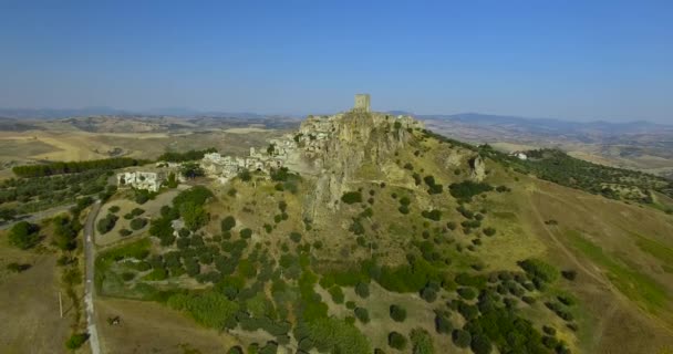 Luchtfoto van Craco — Stockvideo