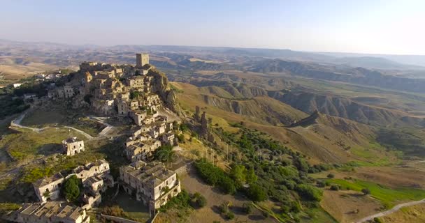 Letecký pohled na Craco — Stock video