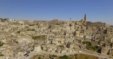 Matera, İtalya'nın havadan görünümü