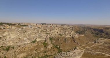 Matera, İtalya'nın havadan görünümü