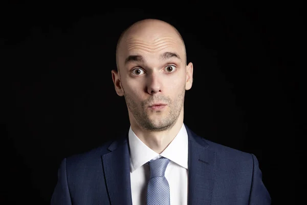 Surprised Man on Black Background — Stock Photo, Image