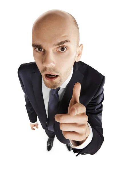 Surprised Businessman Points His Finger at You — Stock Photo, Image