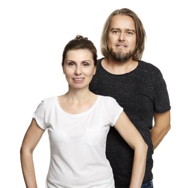 beyaz zemin üzerine çift