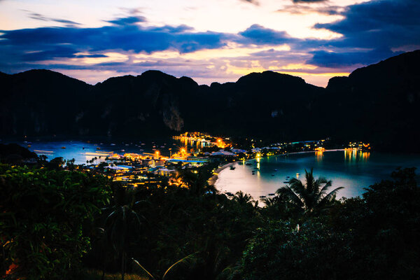 View Point bay Koh Phi Phi Don on sunset in andaman sea, Phi Phi