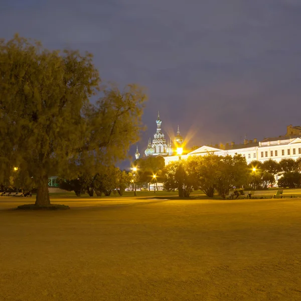 Nacht uitzicht op Saviour's kathedraal van bloed — Stockfoto