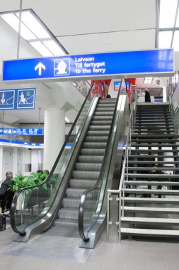 Helsinki, Finlandiya - 25 Ekim: Helsinkii, Finlandiya 25 Ekim 2016 için feribot şirketin Viking Line terminal tesisi.