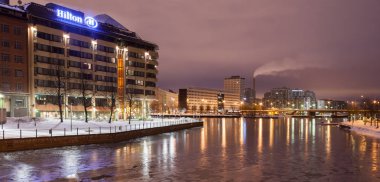 Helsinki, Finlandiya-12 Kasım: gece Helsinki, Finlandiya-Kasım 12 2016.