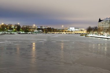 Helsinki, Finlandiya-12 Kasım: gece Helsinki, Finlandiya-Kasım 12 2016.