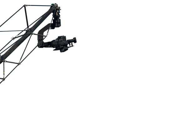 Kamera Telewizyjna Żurawiu Białym Tle — Zdjęcie stockowe