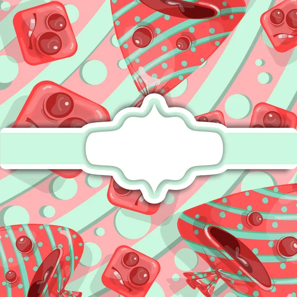 Şeker eğlenceli çerçeve ile arka plan. Tasarım şablonu. Vektör illustration.frame metniniz için şeker text.background için