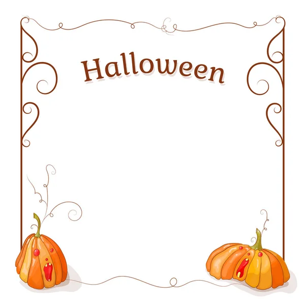 Cadre Halloween Citrouille Hurlante Aux Yeux Rouges Illustration Vectorielle Cadre — Image vectorielle