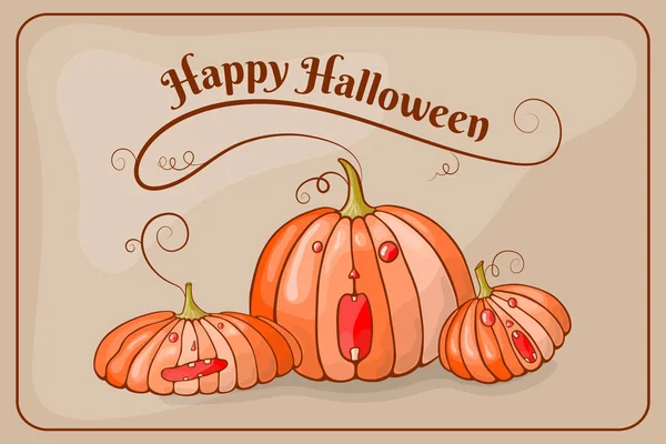 Halloween Sütőtök Vörös Szemek Boo Boldog Halloweent Vektoros Illusztráció — Stock Vector