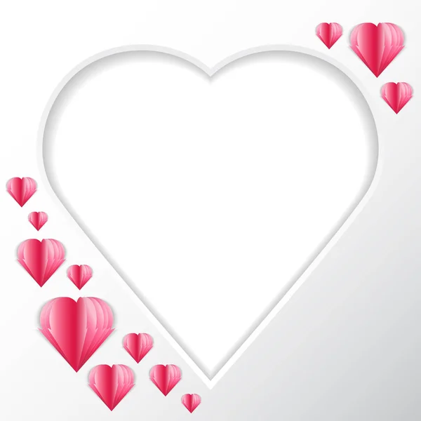 Çerçeve kalp. Arka plan, metin ve fotoğraflar için kalp şeklinde. İhale duygu. Kağıt kalpler çerçevesinin. Kartpostal Sevgililer günü için. Vektör çizim. Sevgililer günü 2018