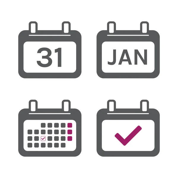 Takvim Icons set. Beyaz arka plan üzerinde izole. Vektör çizim