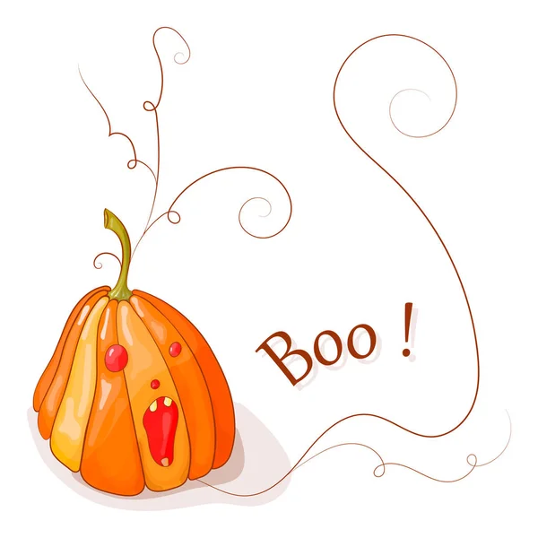 Cadılar Bayramı. Kabak Boo bağırır. Kırmızı gözleri. Vektör çizim.