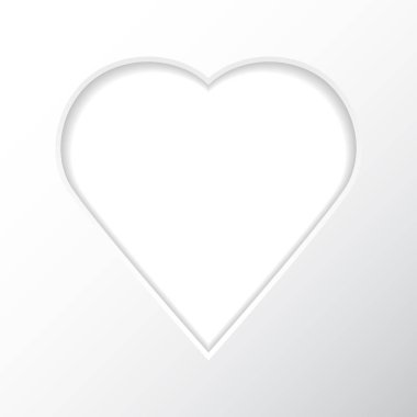 Fotoğraflarınız için bir kalp şeklinde beyaz bir arka plan karede. Vektör çizim. Metniniz için Düzen.
