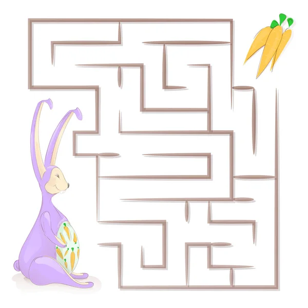 Oyun çocuklar için. Çocuk labirent. Vektörel çizimler. Yardım tavşan havuç bul. Çocuklar için eğitici bir oyun