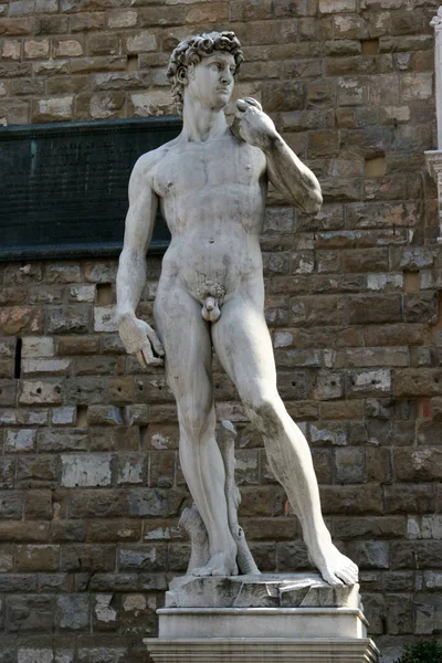 Firenze fő tér Michelangelo Dávid másolata — Stock Fotó