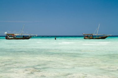 güzel bir plaj ve deniz zanzibar Hint Okyanusu