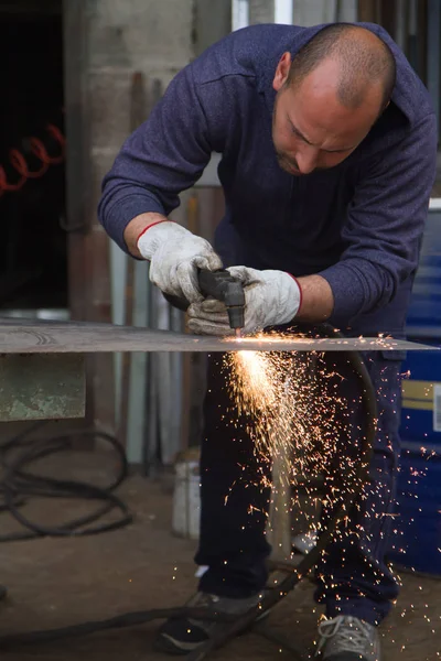 Metallarbetare Jobbet Workshop — Stockfoto