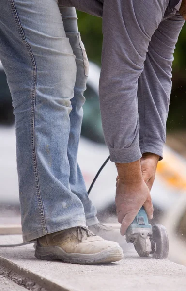 Albañiles Trabajando Una Obra Construcción — Foto de Stock