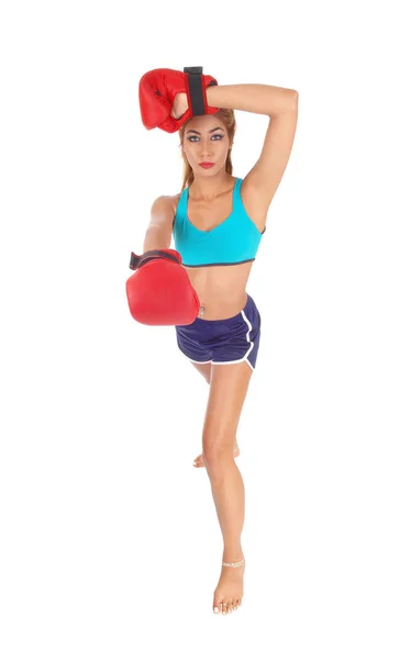 Boxeo mujer sudando . — Foto de Stock