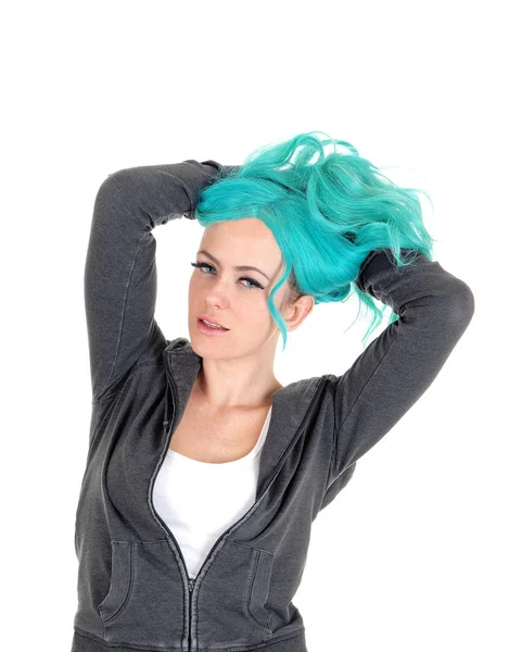 Женщина с голубыми волосами . — стоковое фото