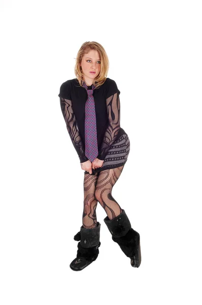 Roliga punk flicka i bodysuit. — Stockfoto