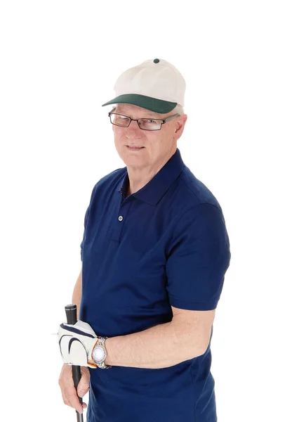 Senior man die met golf hoed. — Stockfoto