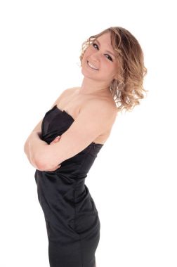 gülümseyen güzel sarışın kadın.