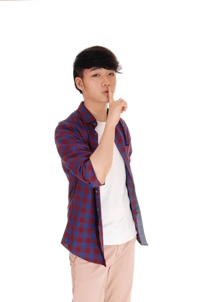 Young Asian gut, don't talk. — Stock Photo, Image