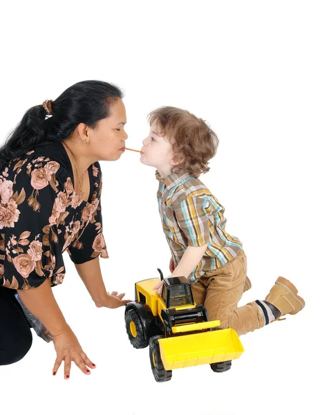 Nanny shares sank with little boy. — Stock Photo, Image