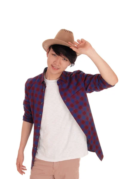 Handsome Asian man with hat. — Stock Photo, Image